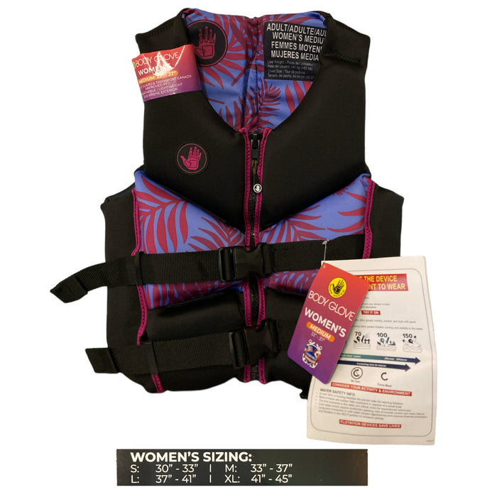 Body Glove Women's USCG Approved EVOPrene PFD Life Jacket Vest, Palm Purple