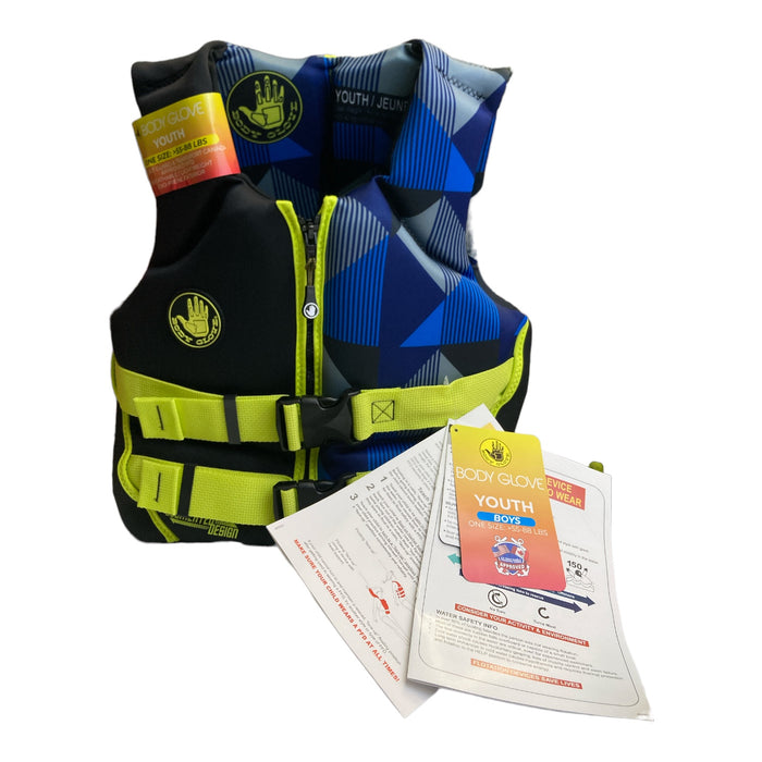 Body Glove Youth PFD Coast Guard Approved Life Jacket, Geo Blue