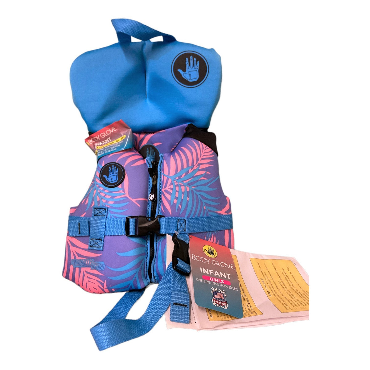 Body Glove Infant PFD Coast Guard Approved Life Jacket, Purple Palm ...
