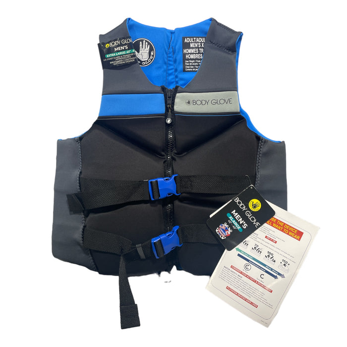 Body Glove Men's USCG Approved EVOPrene PFD Life Jacket, Blue/Black, XL 45"-49"