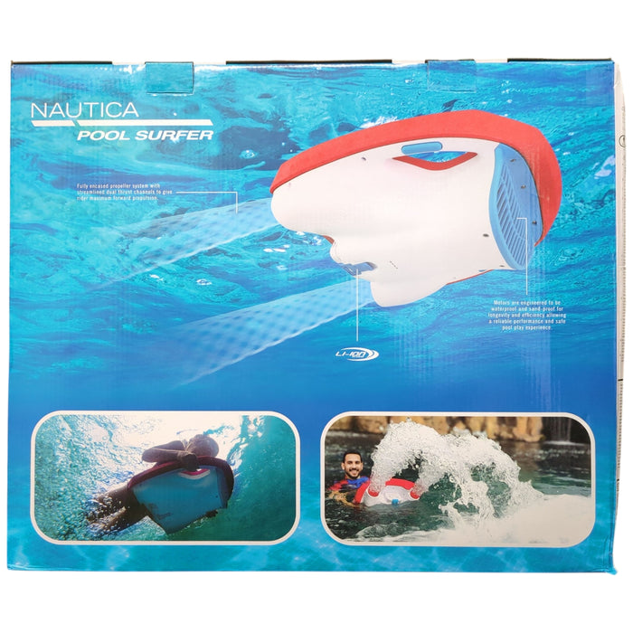 Nautica Lightweight Pool Surfer Water Scooter, 75min Runtime, 2.8MPH, Red
