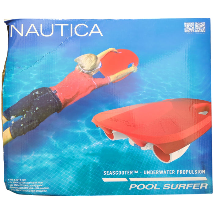 Nautica Lightweight Pool Surfer Water Scooter, 75min Runtime, 2.8MPH, Red