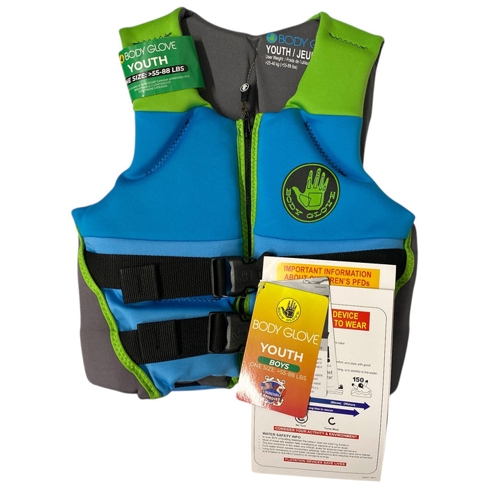 Body Glove Youth Boy Evoprene PFD US Coast Guard Approved Life Jacket, 55-88 lbs