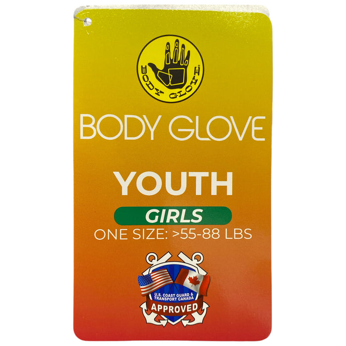 Body Glove Youth Girls PFD Coast Guard Approved Life Jacket, 55-88lbs, Pink
