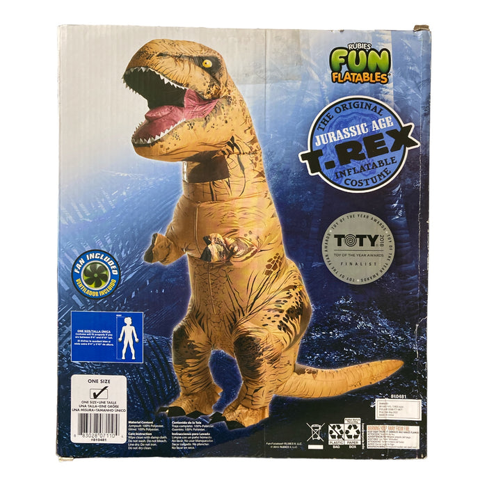 Rubies Fun Inflatables Adult Jurassic Age T-Rex Costume with Battery Fan, One Size