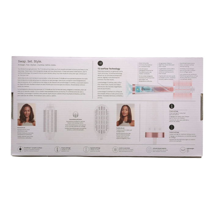 T3 AireBrush Interchangeable IonFlow Hot Air Blow Dry Brush Duo, White