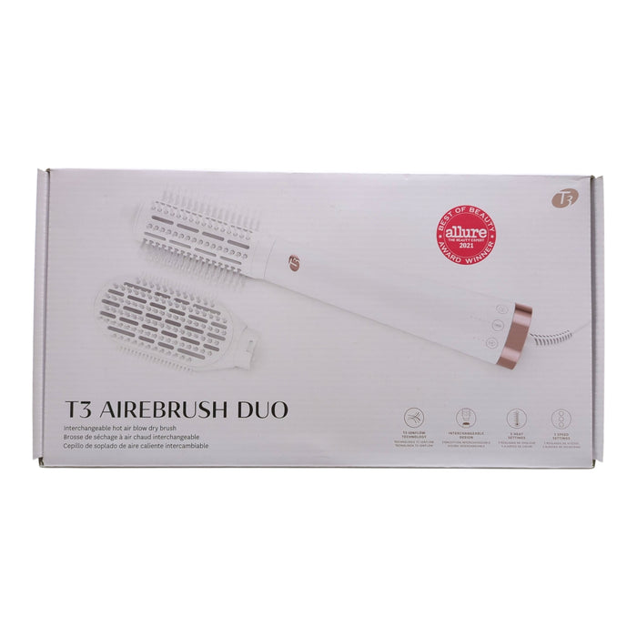T3 AireBrush Interchangeable Hot Air Blow Dry Brush Duo, White