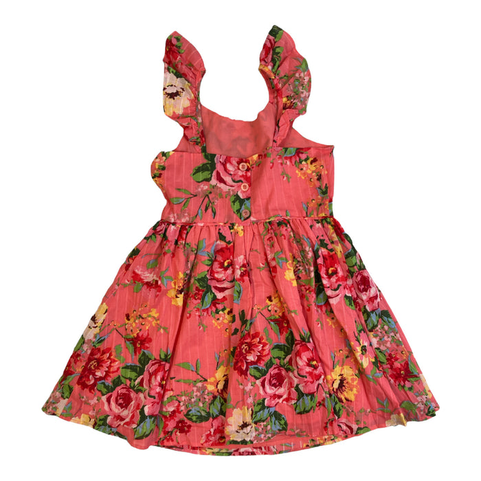 Zunie Girl Girl's Ruffle Sleeve Coral Floral Sundress