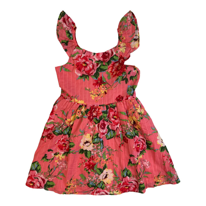 Zunie Girl Girl's Ruffle Sleeve Coral Floral Sundress