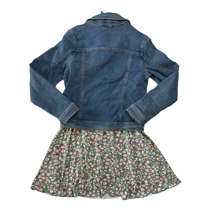 Zunie Girl Girl's 2 Piece Denim Jacket With Fit & Flare Short Sleeve Dress Set