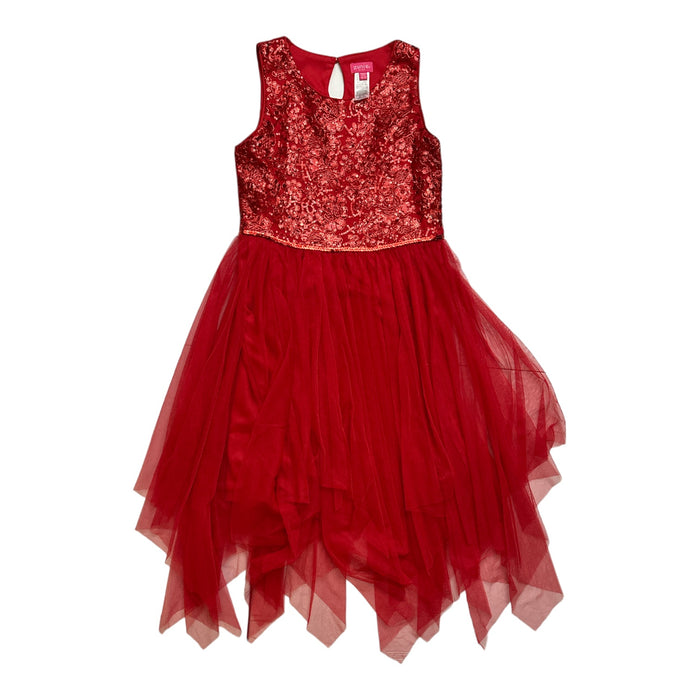 Zunie Girl Girl's Sleeveless Sequin Handkerchief Hem Any Occasion Dress