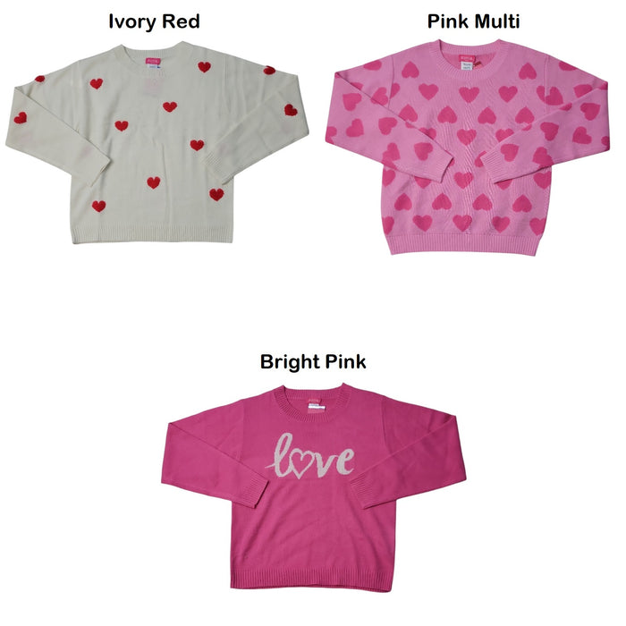 Zunie Girls Valentines Day Relaxed Fit Pullover Sweater
