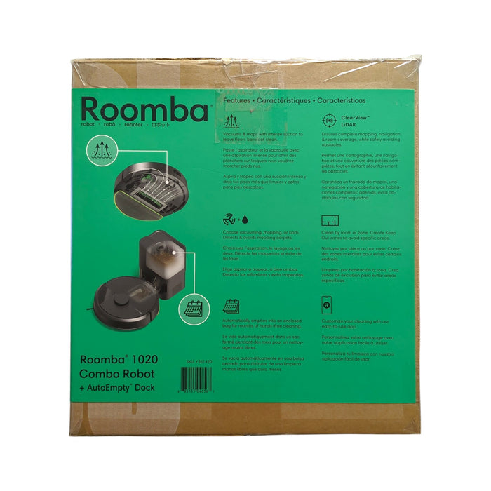 iRobot Roomba 1020 Robot Vacuum and Mop with 75 Days of Self-Emptying, Y351420