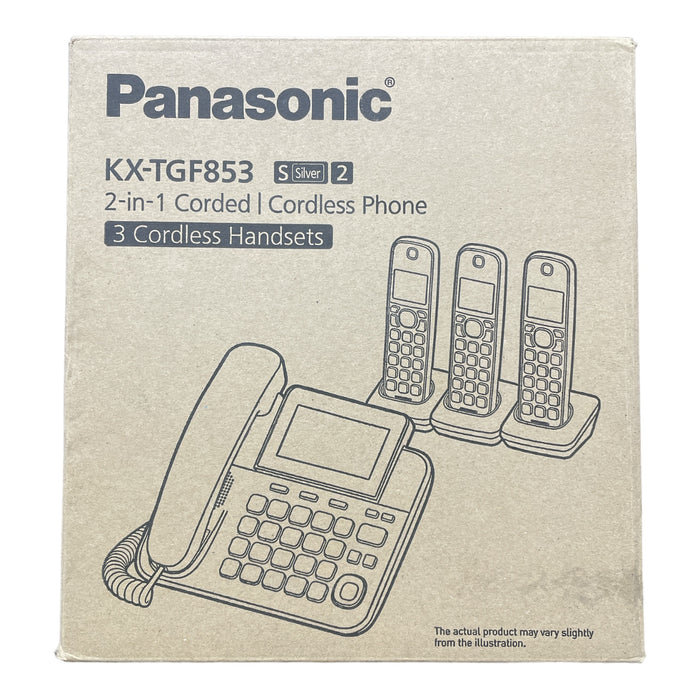 Panasonic KX-TGF853S2 DECT 6.0 Expandable Corded/Cordless Phone System, Silver