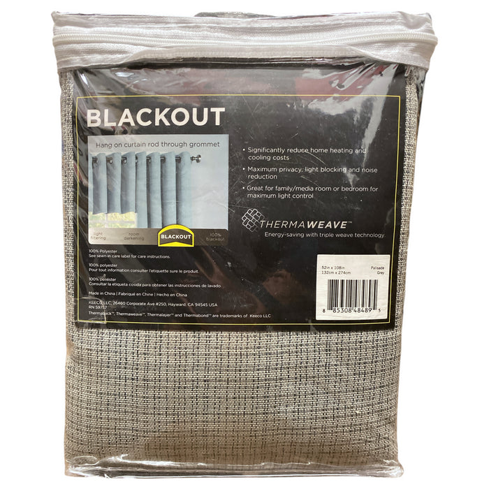 Eclipse Palisade Blackout Grommet Window Curtain, 52"x108" Grey