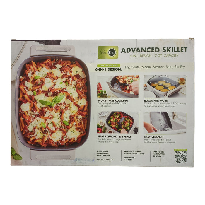 GreenPan Advanced 7Qt Electric Ceramic Nonstick Skillet, Clay