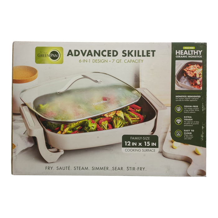 GreenPan Advanced 7Qt Electric Ceramic Nonstick Skillet, Clay