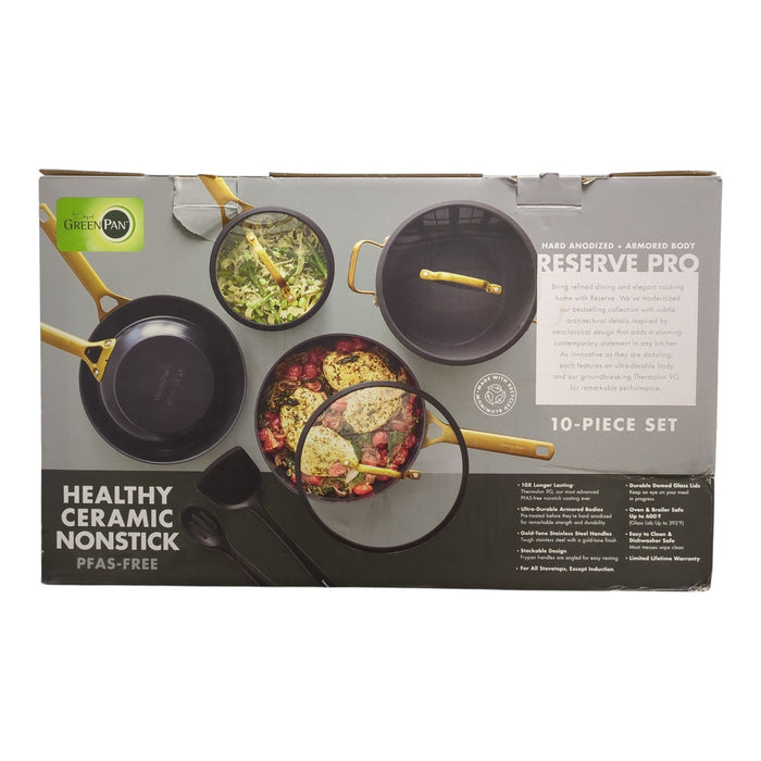 GreenPan Reserve 10-Piece Pro Ceramic Nonstick Cookware Set, Black