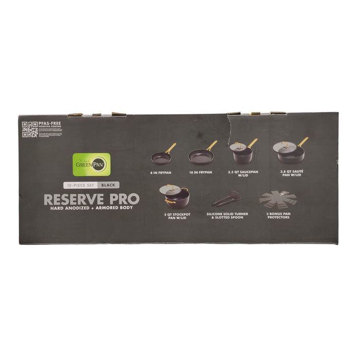 GreenPan Reserve 10-Piece Pro Ceramic Nonstick Cookware Set, Black