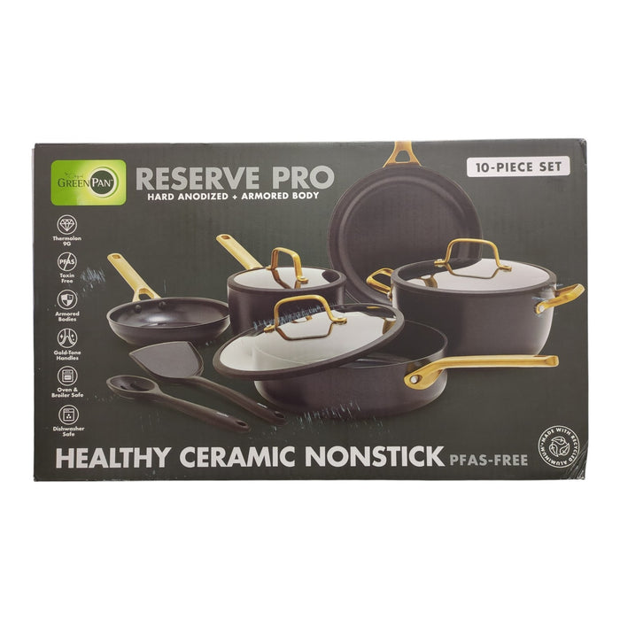 GreenPan Reserve 10-Piece Pro Ceramic Nonstick Cookware Set, Black