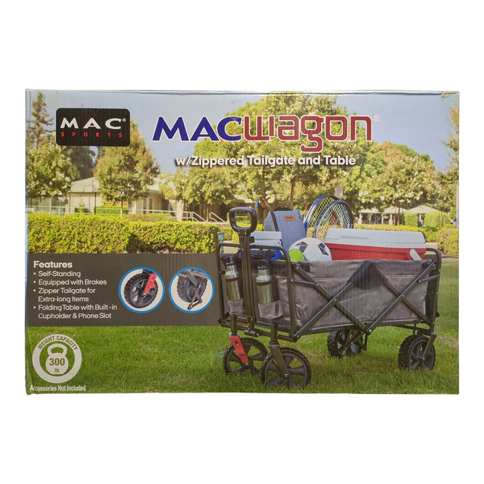 Mac Sports MacWagon with Zippered Tailgate and Table, Grey