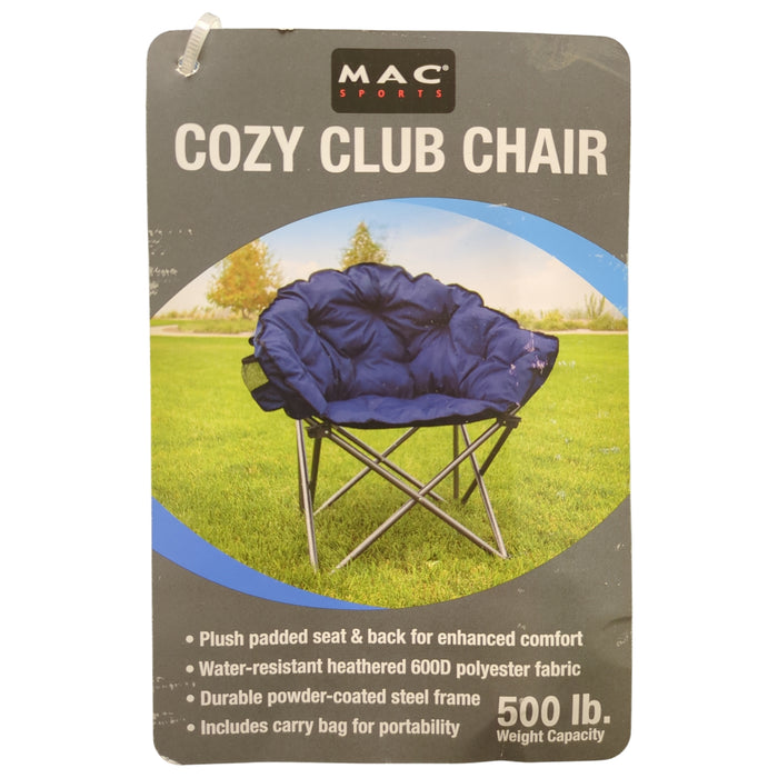 Mac Sports Padded Heavy Duty Foldable Cozy Club Chair with Carry Bag, Blue