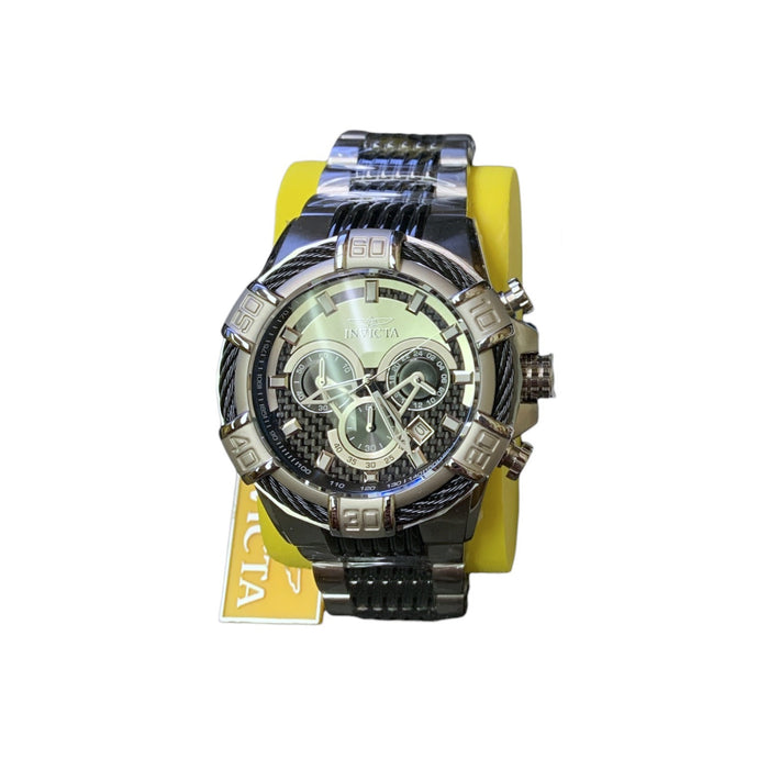 Invicta Men's 'Bolt' 52mm Quartz Watch, Stainless Steel, Black/Silver Bezel