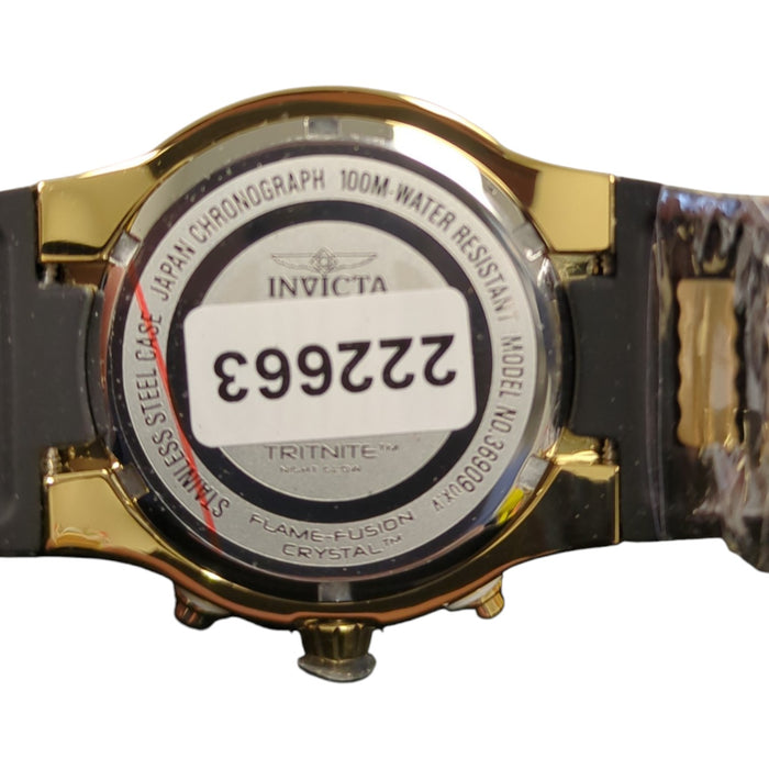 Invicta Women's Black Silicone/Gold Stainless Steel Watch, 39mm, 36909