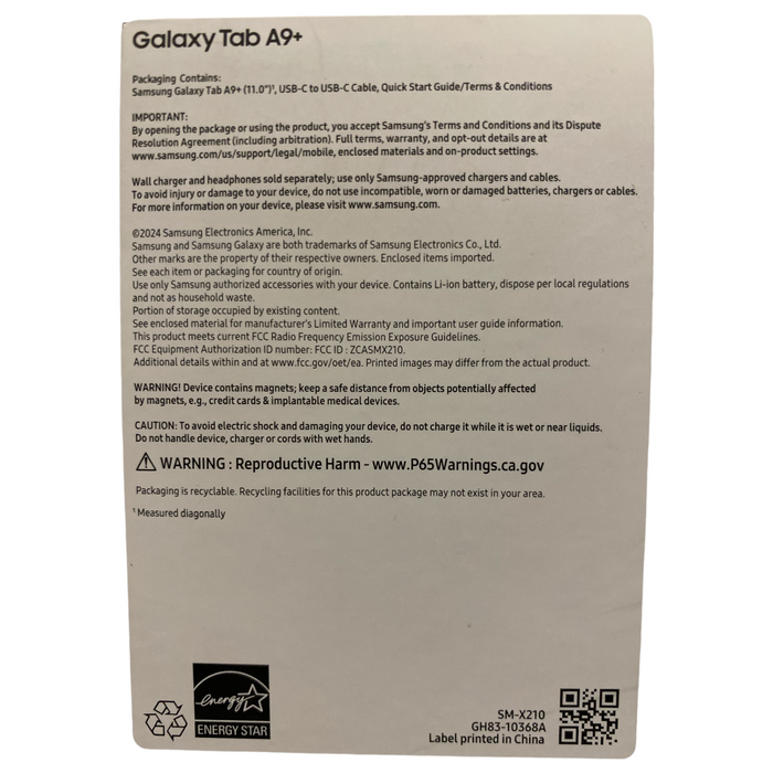 Samsung Galaxy A9+ 11" Tablet, Silver, 64GB, SM-X210