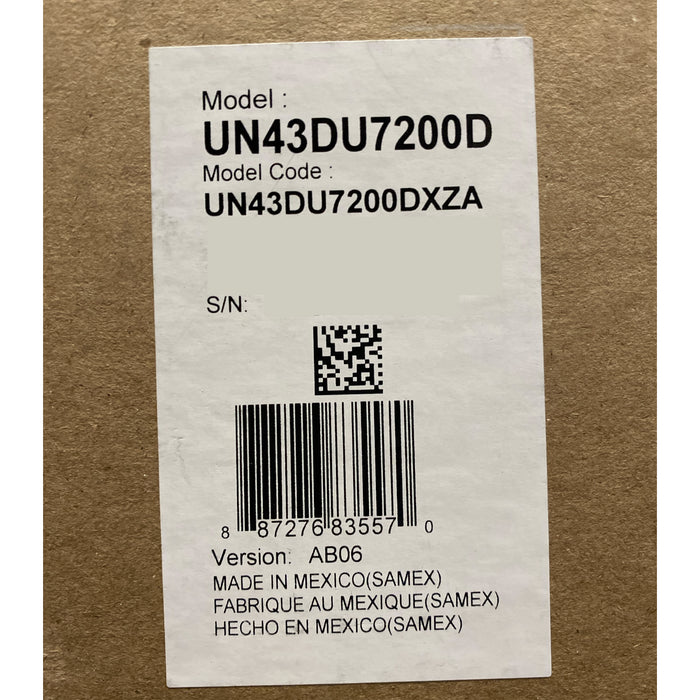 SAMSUNG 43" Class DU7200 Series 4K Smart TV, UN43DU7200DXZA