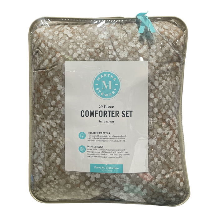 Martha Stewart Cotton Sateen 3 Piece Comforter Set, Amory Doe, Full/Queen