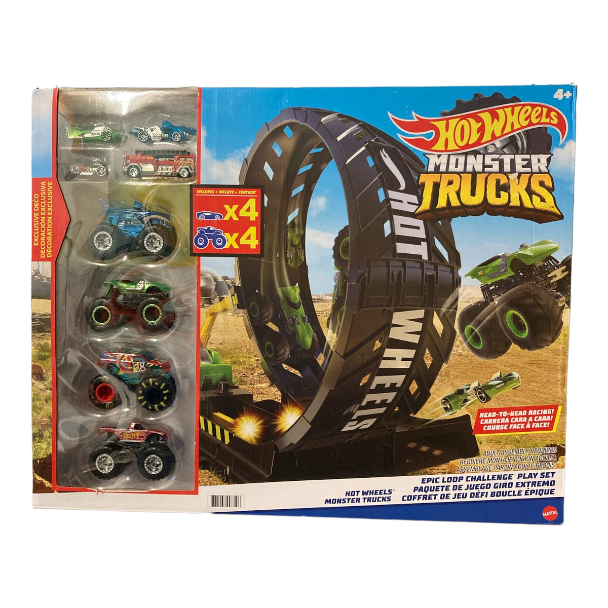 Hot Wheels Monster Trucks Epic Loop Challenge Set with 4 Cars & 4 Mons ...