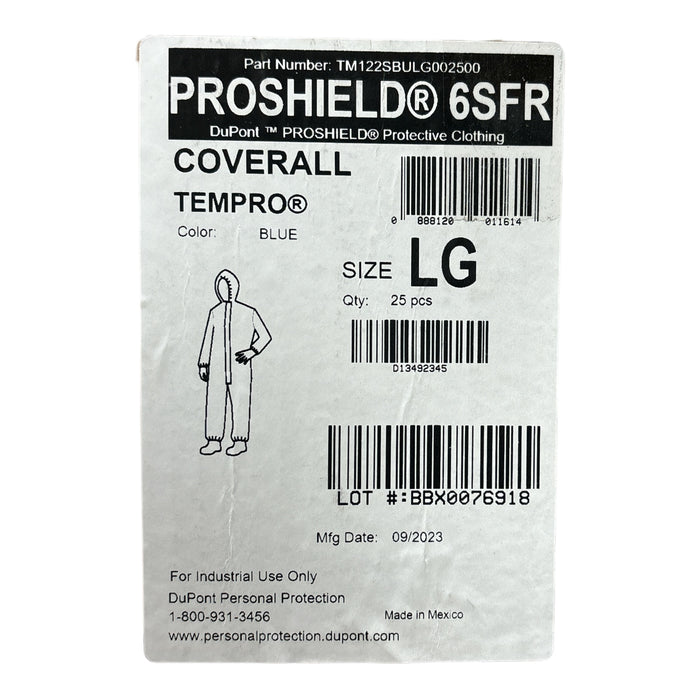 DuPont Blue ProShield 6 SFR Disposable Coveralls, Size Large, 25 Count