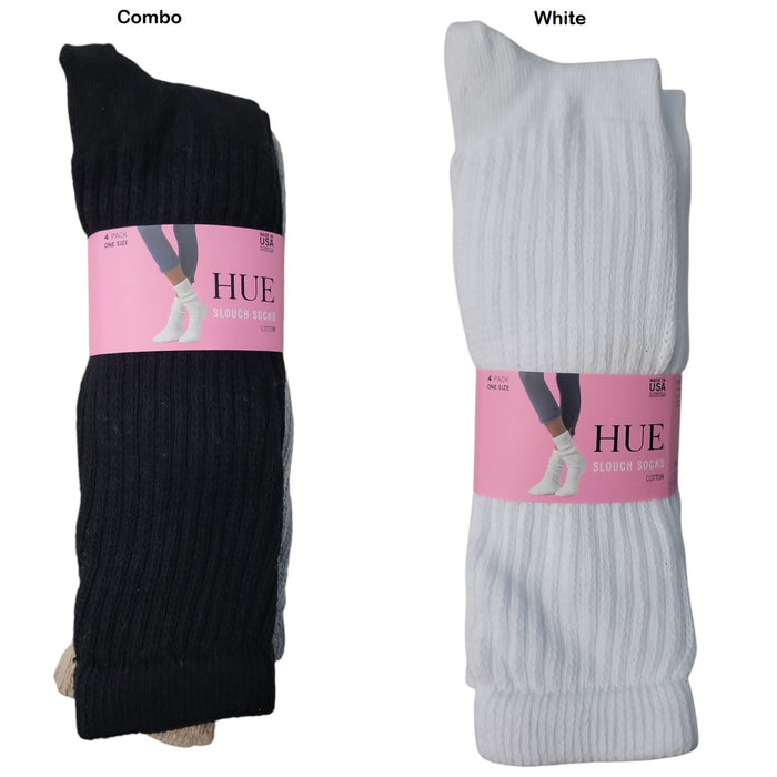 Hue Women's 4-Pack Elastic Top Band Soft Relaxed Slouch Sock