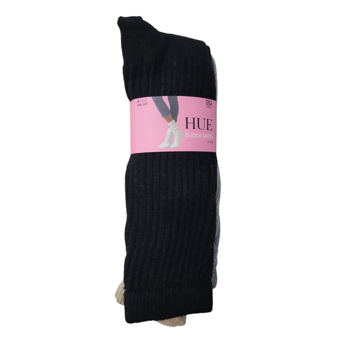 Hue Women's 4-Pack Elastic Top Band Soft Relaxed Slouch Sock