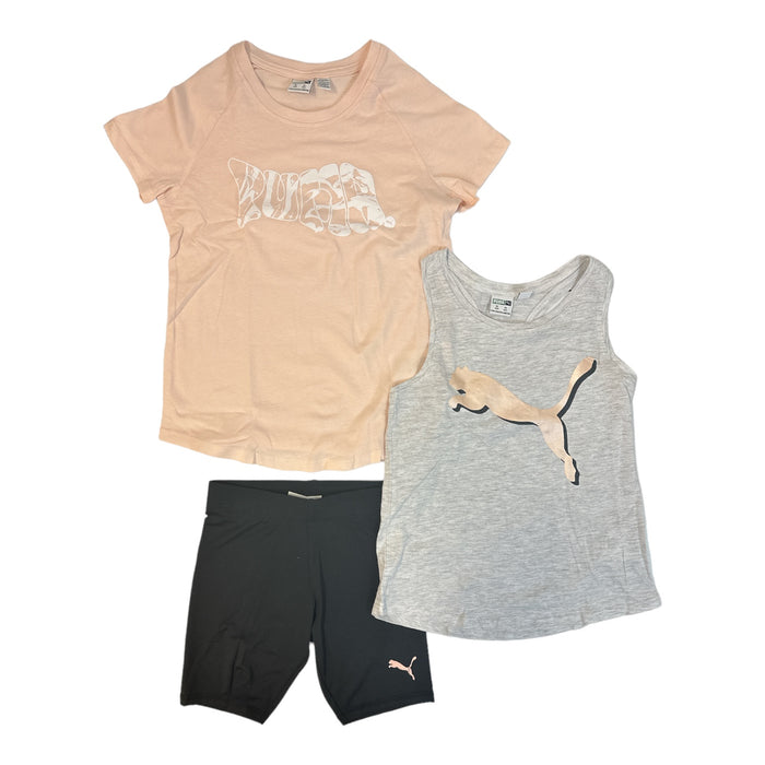 Puma Girl's 3-Piece Jersey T-Shirt, Tank & Shorts Sporty Set