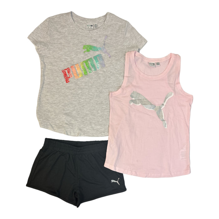 Puma Girl's 3-Piece Jersey T-Shirt, Tank & Shorts Sporty Set