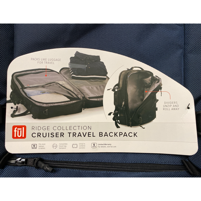 Ful Ridge Collection 18" Cruiser Travel Laptop Backpack, Navy