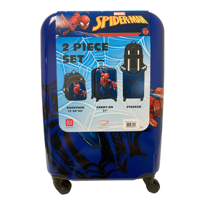 FUL Disney Kids 21" Hard-Sided Spinner Luggage & Backpack Set, Spiderman