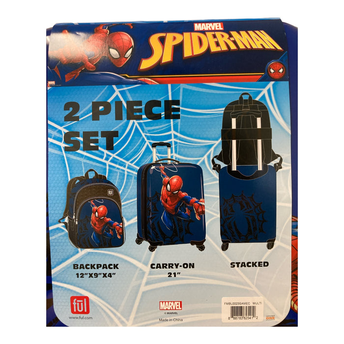 FUL Disney Kids 21" Hard-Sided Spinner Luggage & Backpack Set, Spiderman