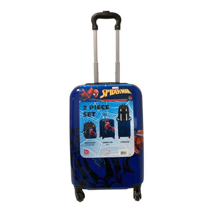 FUL Disney Kids 21" Hard-Sided Spinner Luggage & Backpack Set, Spiderman