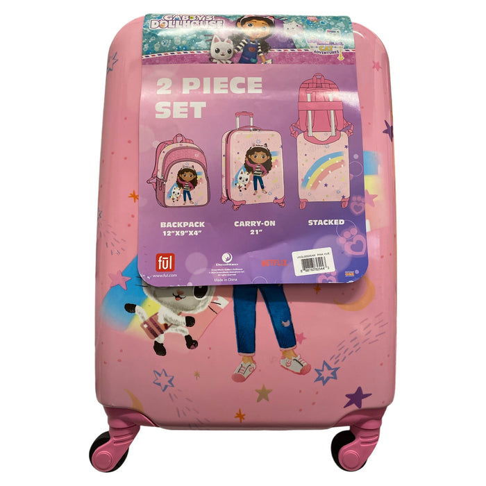 FUL Disney Kids 21" Hard-Sided Spinner Luggage & Backpack Set, Gabby's Dollhouse