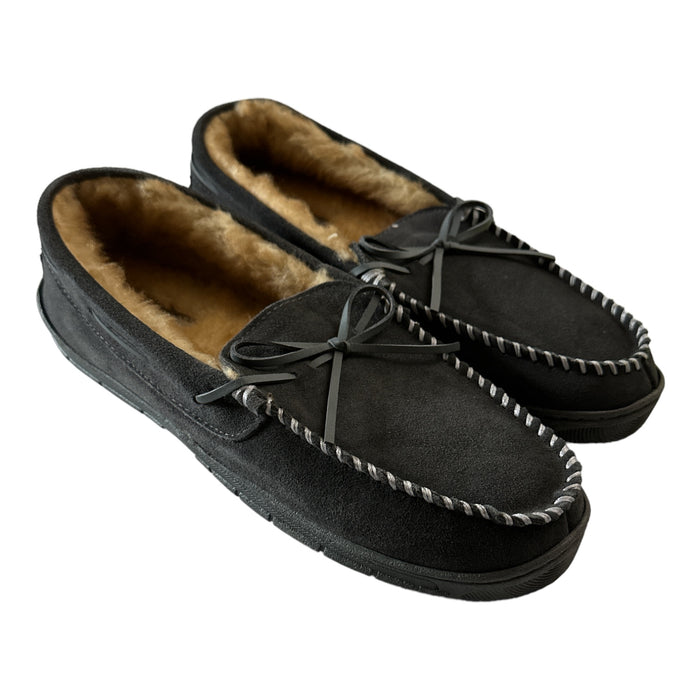 Eddie Bauer Men's Faux Fur Lined Suede Upper Moccasin Style Slippers