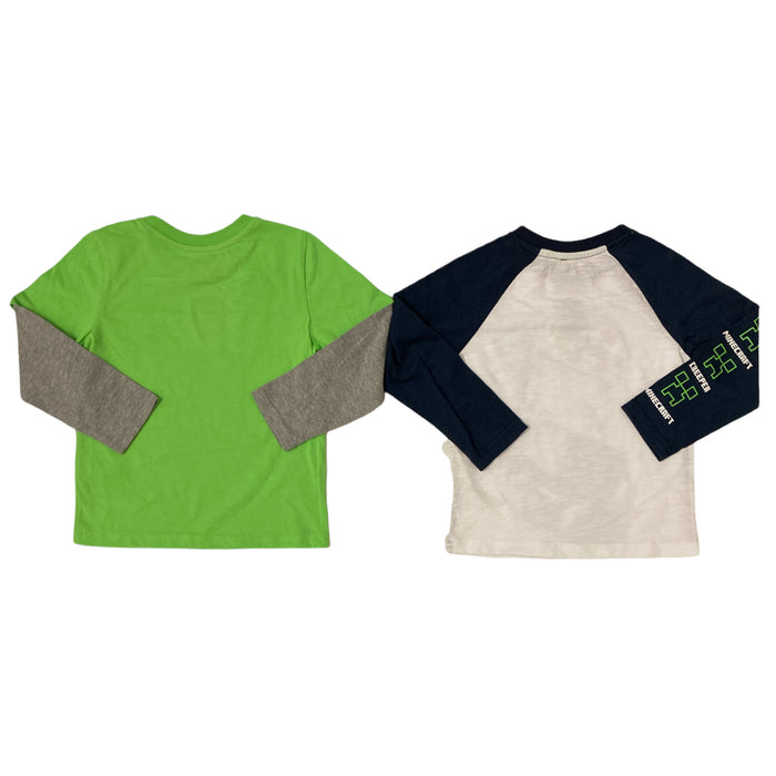 Minecraft Boy's Licensed 2 Pack Long Sleeve Fashion Tops
