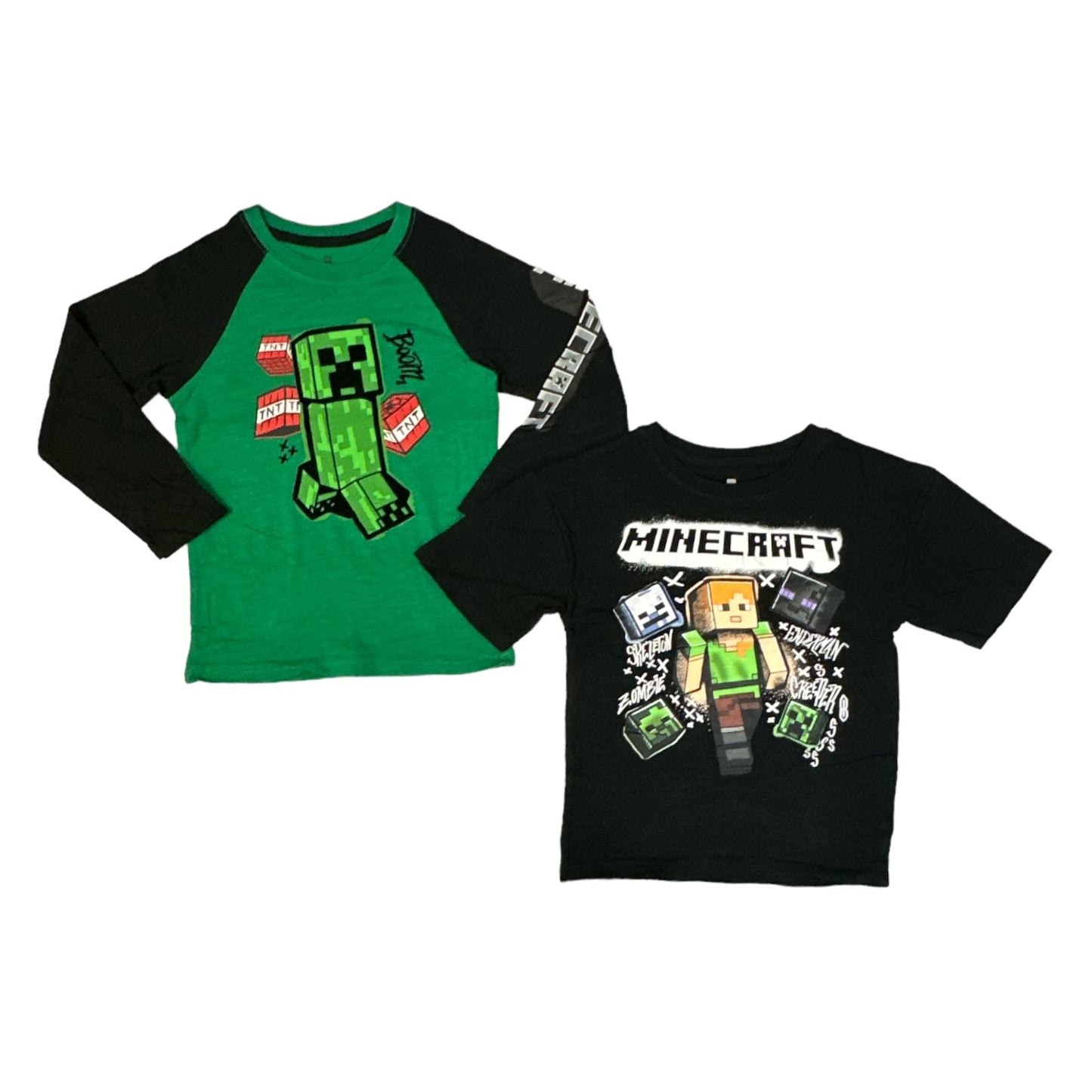 Minecraft Boy's 2-Pack Graphic Print Short & Long Sleeve Fashion Tops