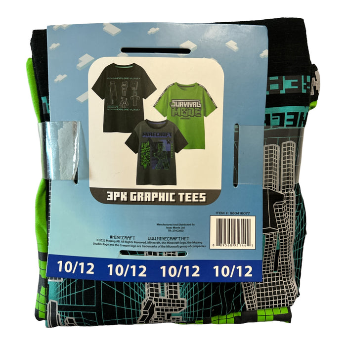 Minecraft Boy's 3-Pack Short Sleeve Crewneck Graphic T-Shirts