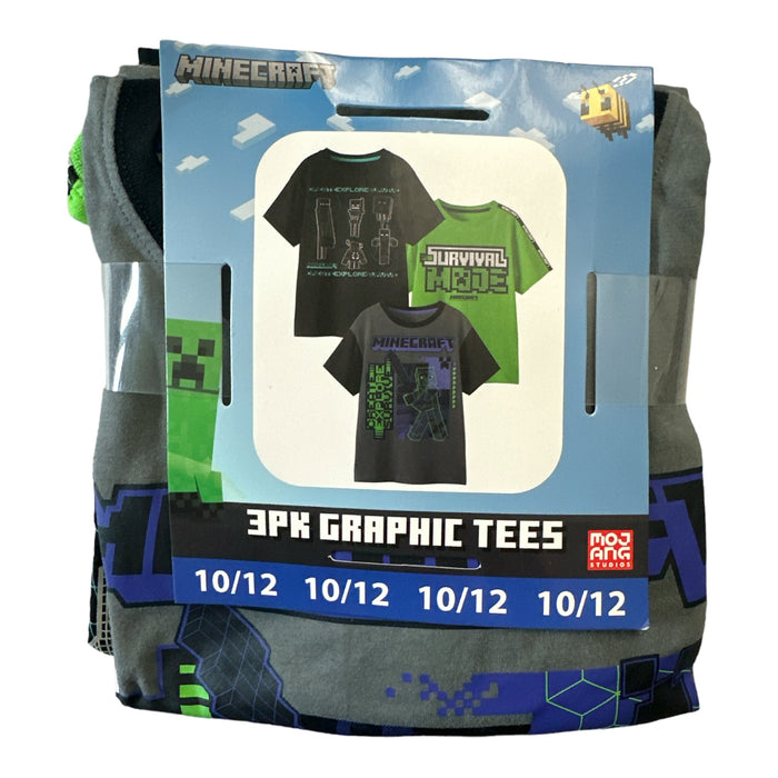 Minecraft Boy's 3-Pack Short Sleeve Crewneck Graphic T-Shirts