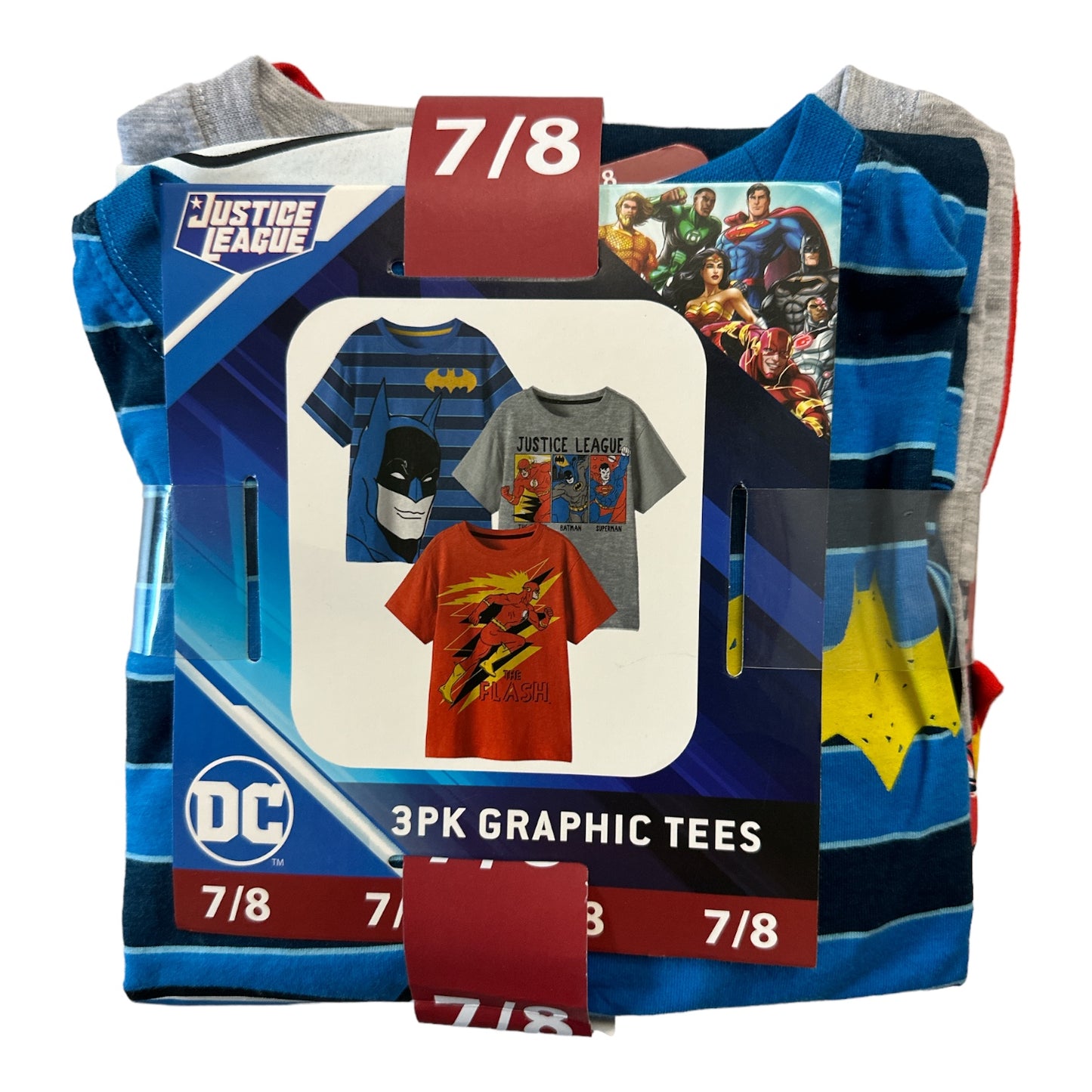 Justice League Boy's 3-Pack Various Super Hero Graphic Print Short Sleeve Tees