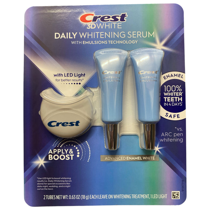 Crest 3DWhite Daily Whitening Serum, Advanced Enamel White & LED Light Treatment