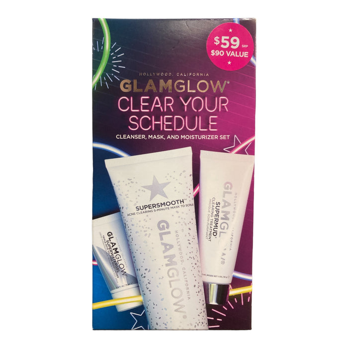 Glamglow Clear Your Schedule Cleanser, Mask, Moisturizer Set